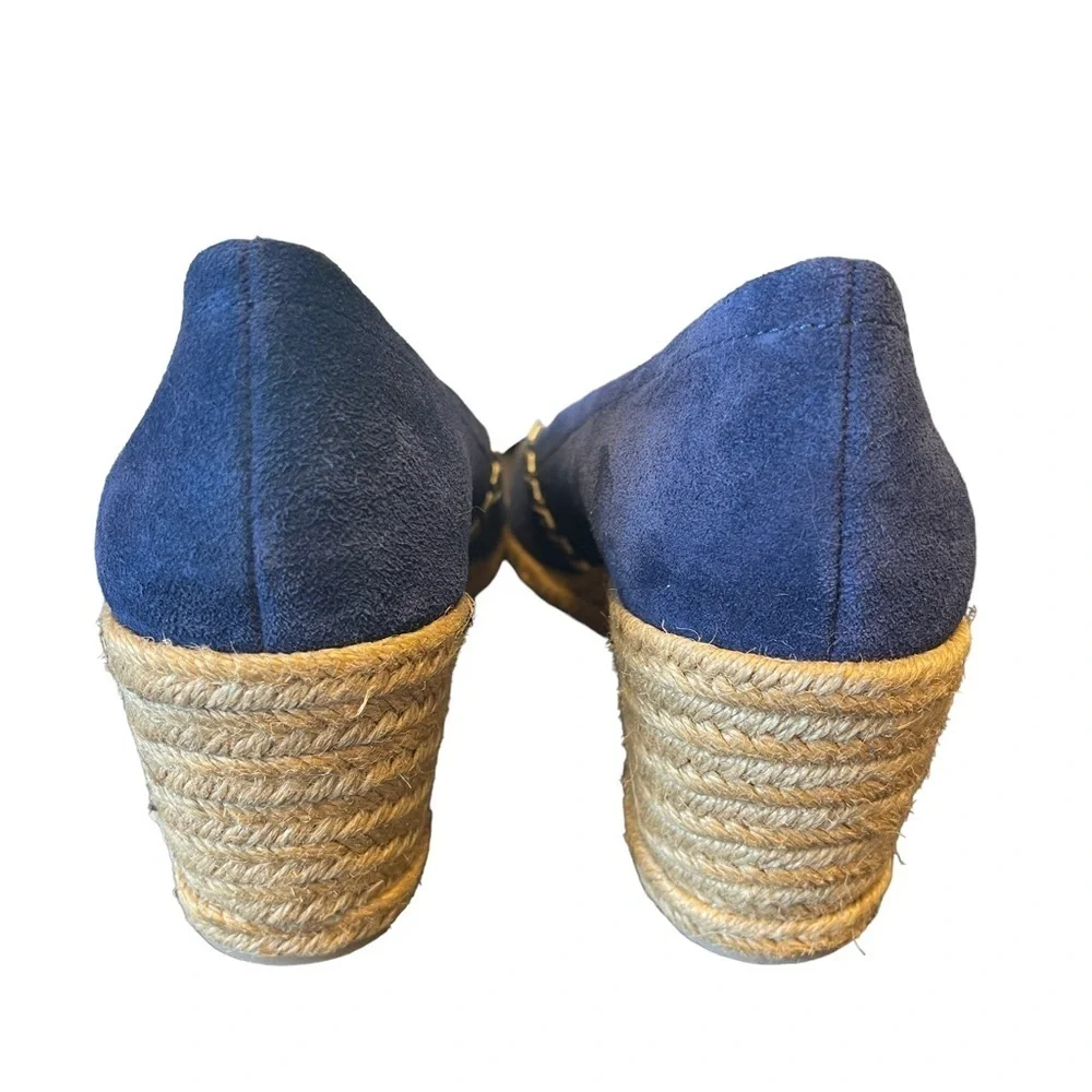 Jack Rogers‎ Blue Palmer Espadrille Wedge Peep toe Summer Resort Shoe Women's 9